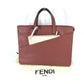 FENDI Business bag leather Brown Handbag Celeria mens Used Authentic