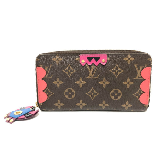 LOUIS VUITTON Long Wallet Purse M61364 Monogram canvas Brown / Red Monogram zippy wallet totem Women Used Authentic