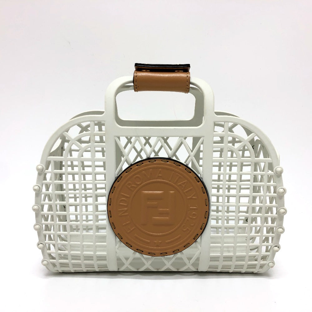 FENDI Handbag 8BH388 Rubber, Leather white Basket small