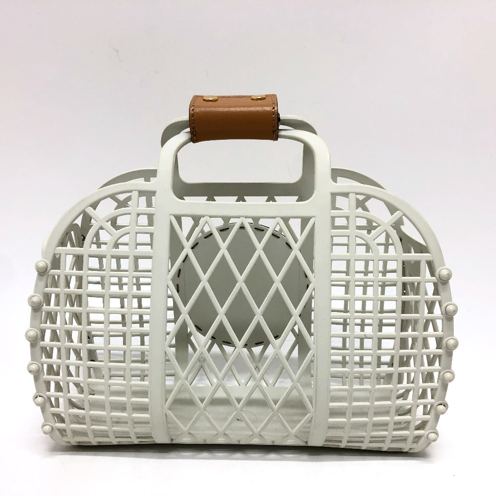 FENDI Handbag 8BH388 Rubber, Leather white Basket small