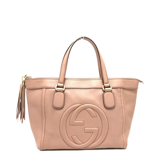 GUCCI Handbag 282307 leather pink beige Soho Interlocking G Women Used Authentic