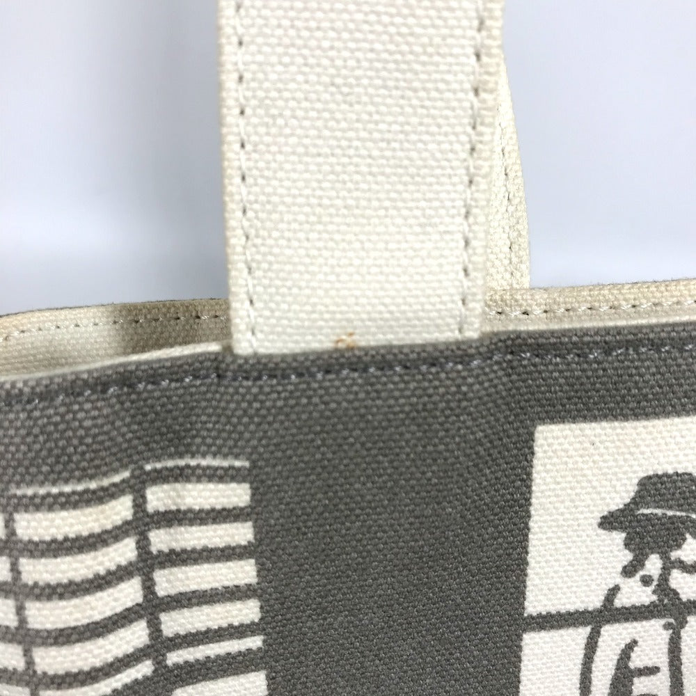 CHANEL Shoulder Bag canvas Gray x white Windows line Handbag Women Used Authentic