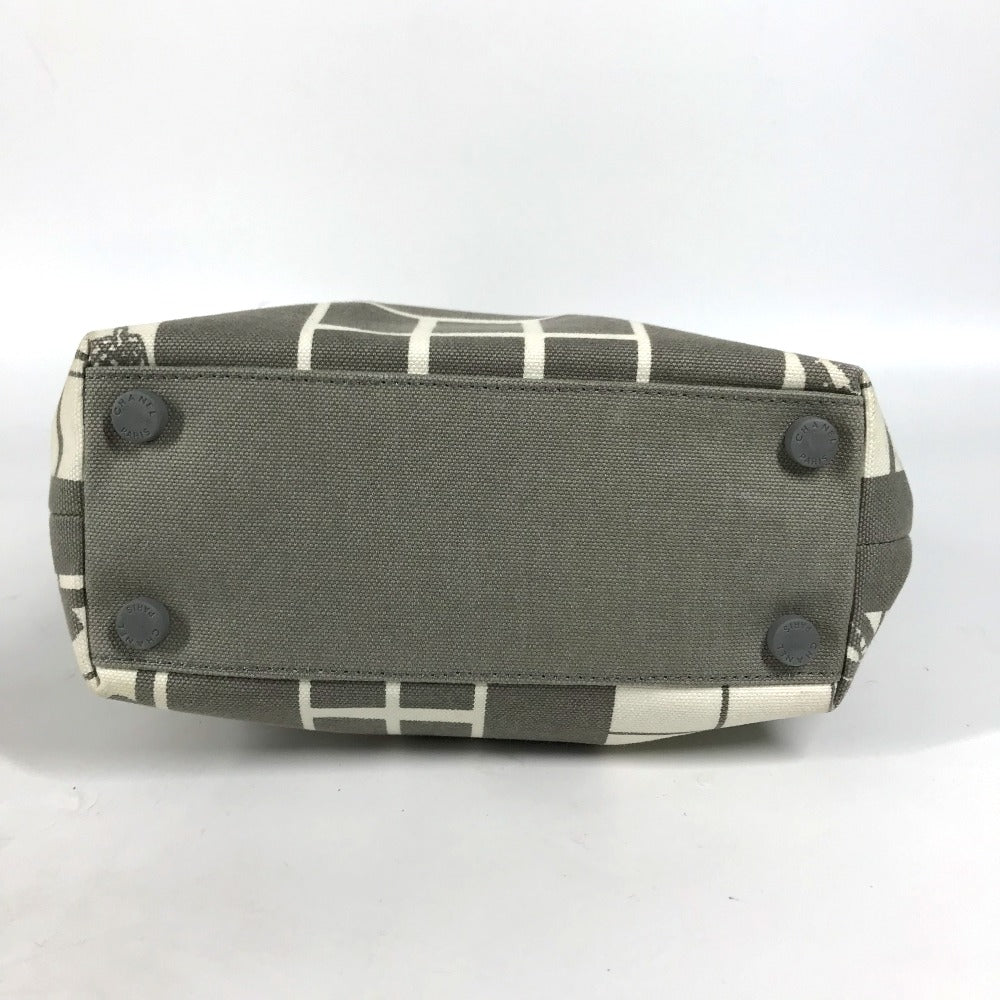 CHANEL Shoulder Bag canvas Gray x white Windows line Handbag Women Used Authentic