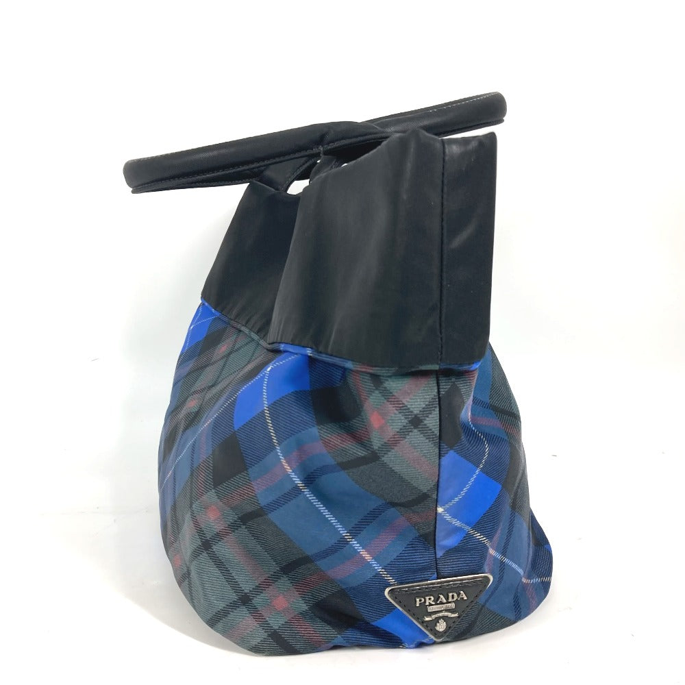PRADA Shoulder Bag Nylon black check Bag Women Used Authentic