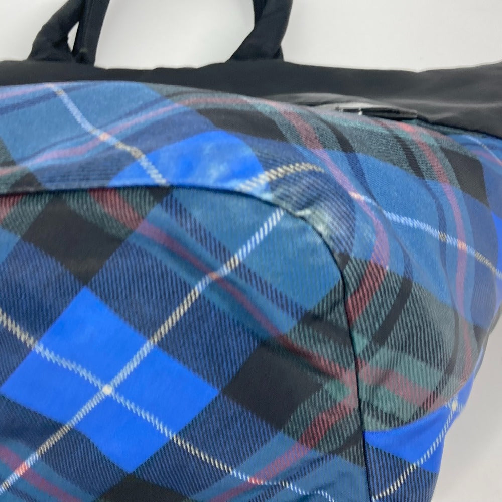 PRADA Shoulder Bag Nylon black check Bag Women Used Authentic