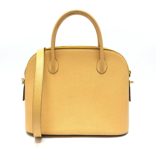 CELINE Shoulder Bag leather Yellow beige type Vintage Bowling 2WAY Shoulder Crossbody Bag Women Used Authentic