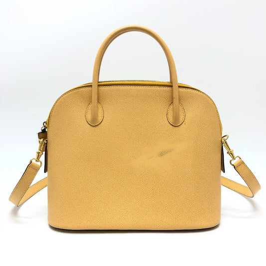 CELINE Shoulder Bag leather Yellow beige type Vintage Bowling 2WAY Shoulder Crossbody Bag Women Used Authentic