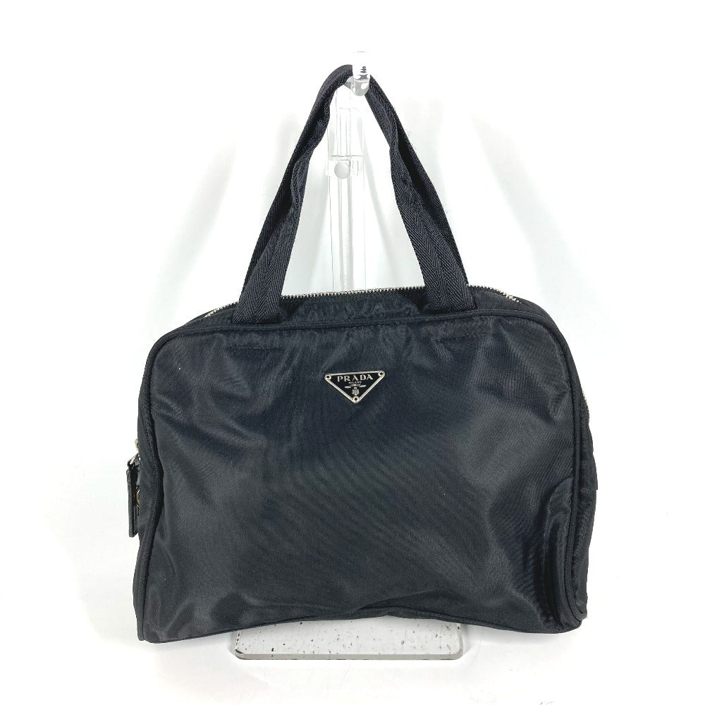PRADA Handbag Nylon black Triangle logo plate Women Used Authentic