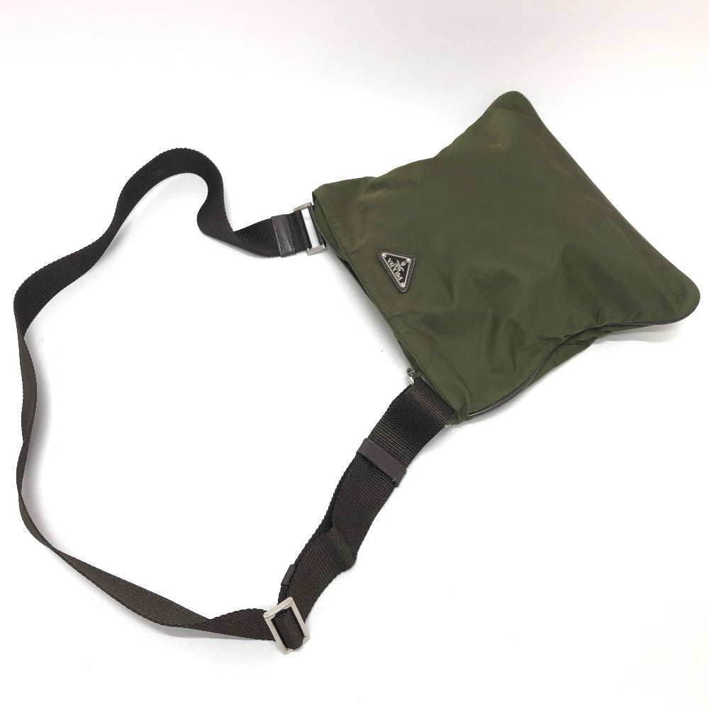 PRADA Shoulder Bag Nylon khaki Triangle logo mens Used Authentic