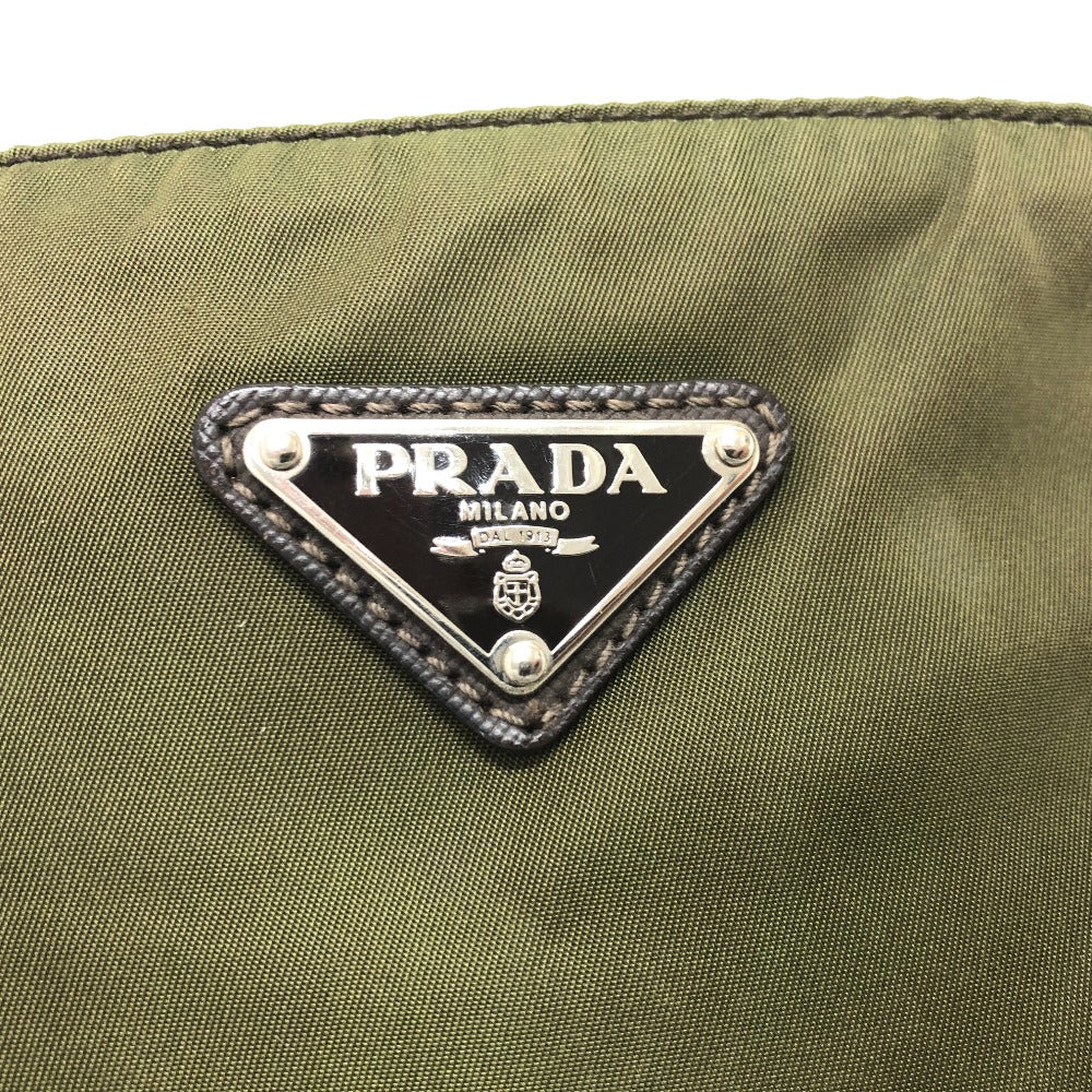 PRADA Shoulder Bag Nylon khaki Triangle logo mens Used Authentic