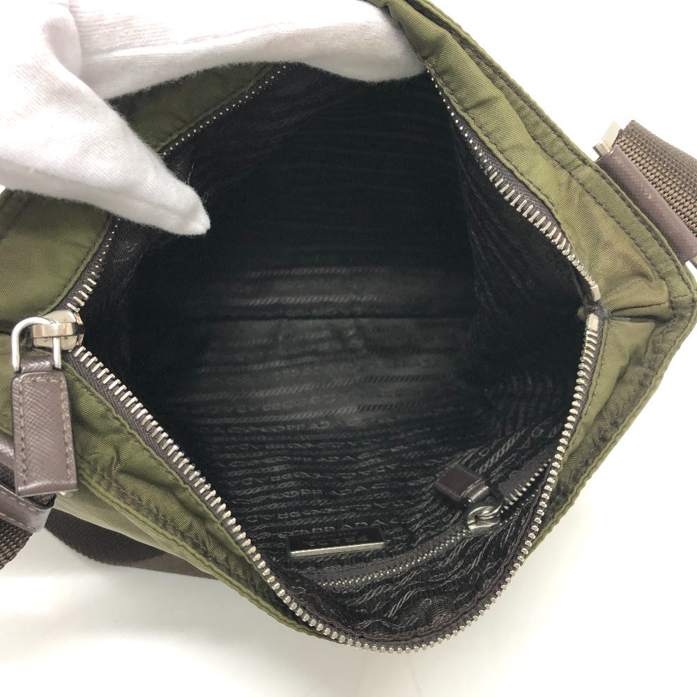 PRADA Shoulder Bag Nylon khaki Triangle logo mens Used Authentic