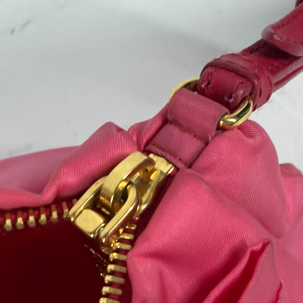 PRADA Clutch bag Nylon pink With strap Ribbon Ribon Women Used Authentic