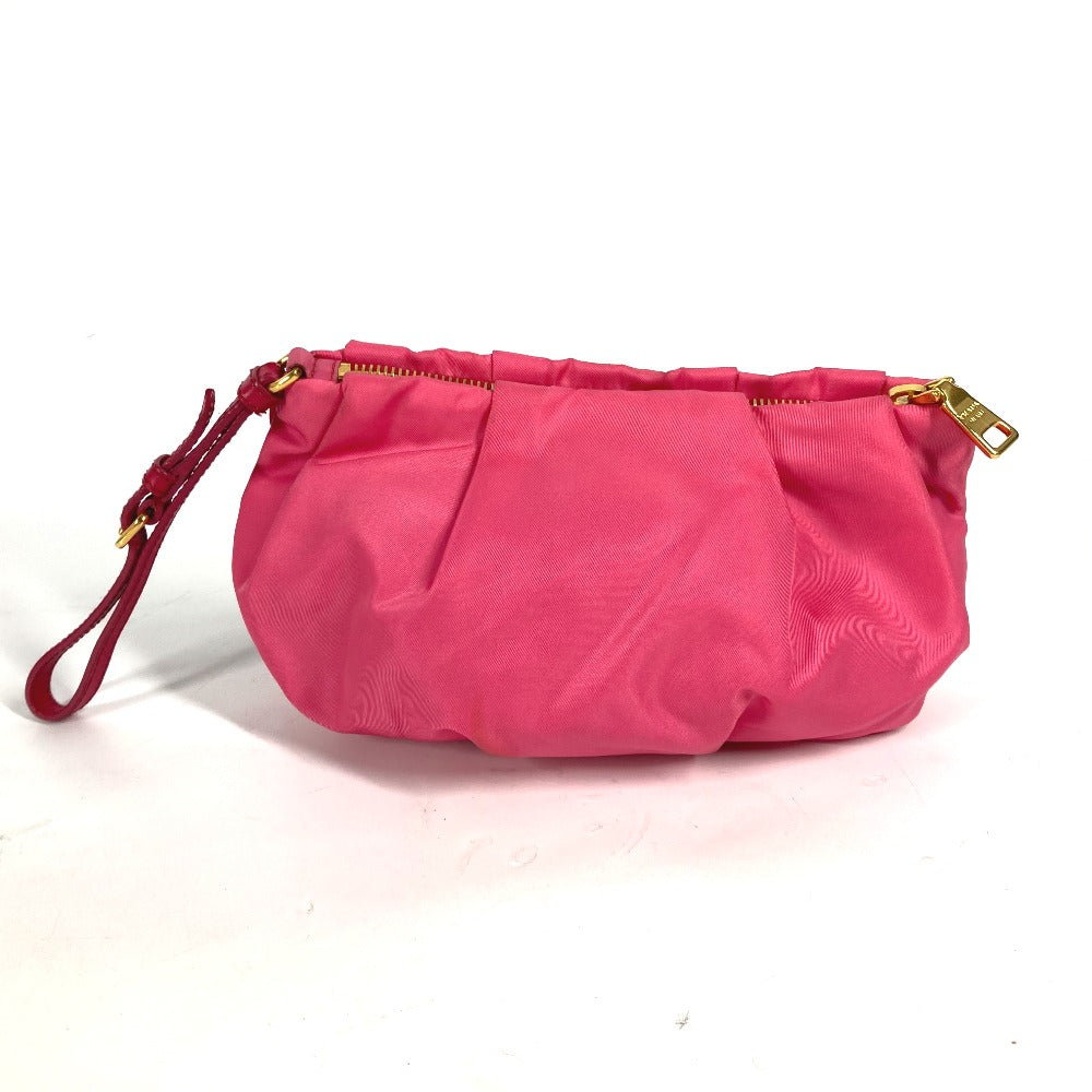 PRADA Clutch bag Nylon pink With strap Ribbon Ribon Women Used Authentic