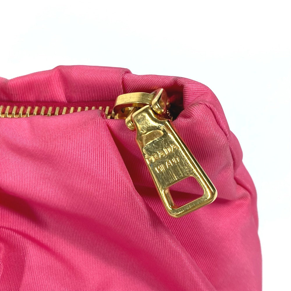 PRADA Clutch bag Nylon pink With strap Ribbon Ribon Women Used Authentic