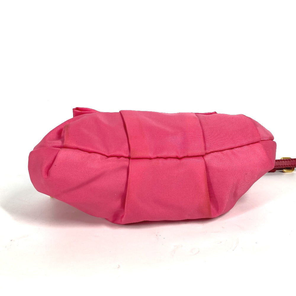 PRADA Clutch bag Nylon pink With strap Ribbon Ribon Women Used Authentic