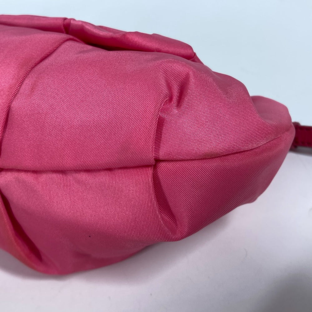 PRADA Clutch bag Nylon pink With strap Ribbon Ribon Women Used Authentic