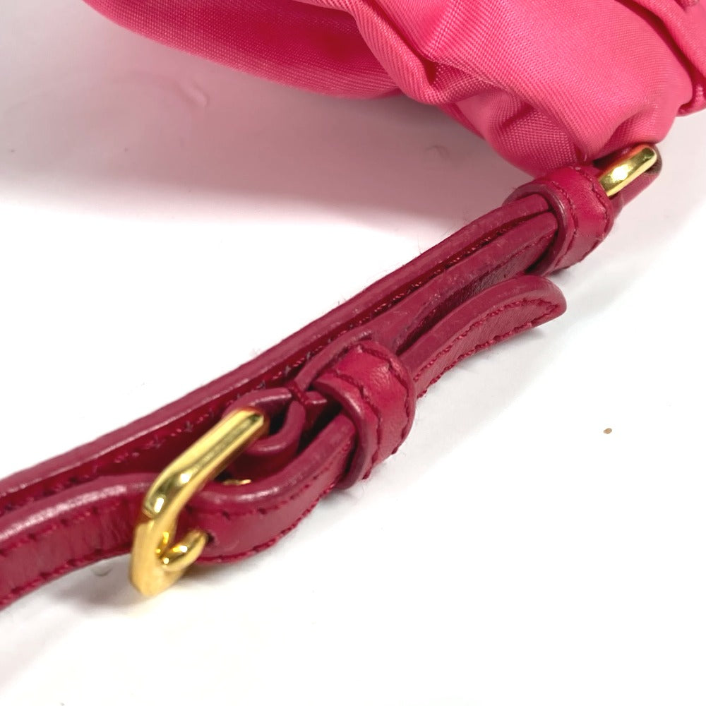 PRADA Clutch bag Nylon pink With strap Ribbon Ribon Women Used Authentic