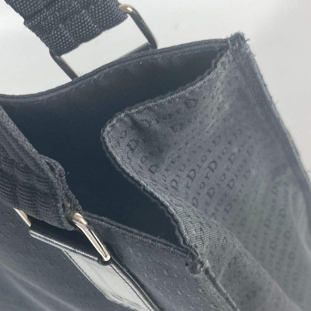Dior Tote Bag Leather / canvas black Vertical all-logo Women Used Authentic