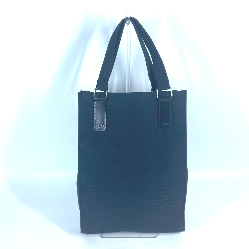 Dior Tote Bag Leather / canvas black Vertical all-logo Women Used Authentic