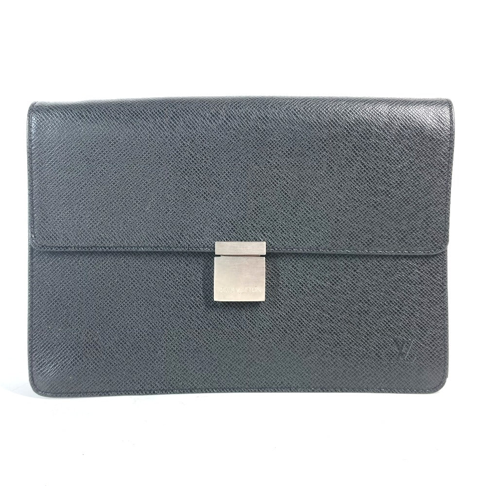 LOUIS VUITTON business bag  M30782 Taiga Leather black Taiga Selenga mens Used Authentic