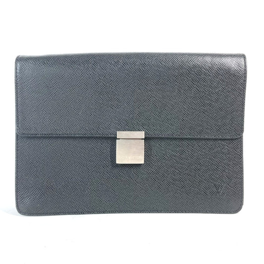 LOUIS VUITTON business bag  M30782 Taiga Leather black Taiga Selenga mens Used Authentic
