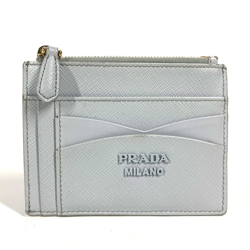 PRADA Coin case saffiano leather blue logo Women Secondhand Authentic