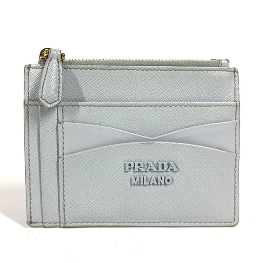 PRADA Coin case saffiano leather blue logo Women Secondhand Authentic