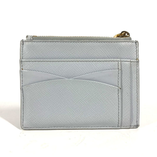 PRADA Coin case saffiano leather blue logo Women Secondhand Authentic