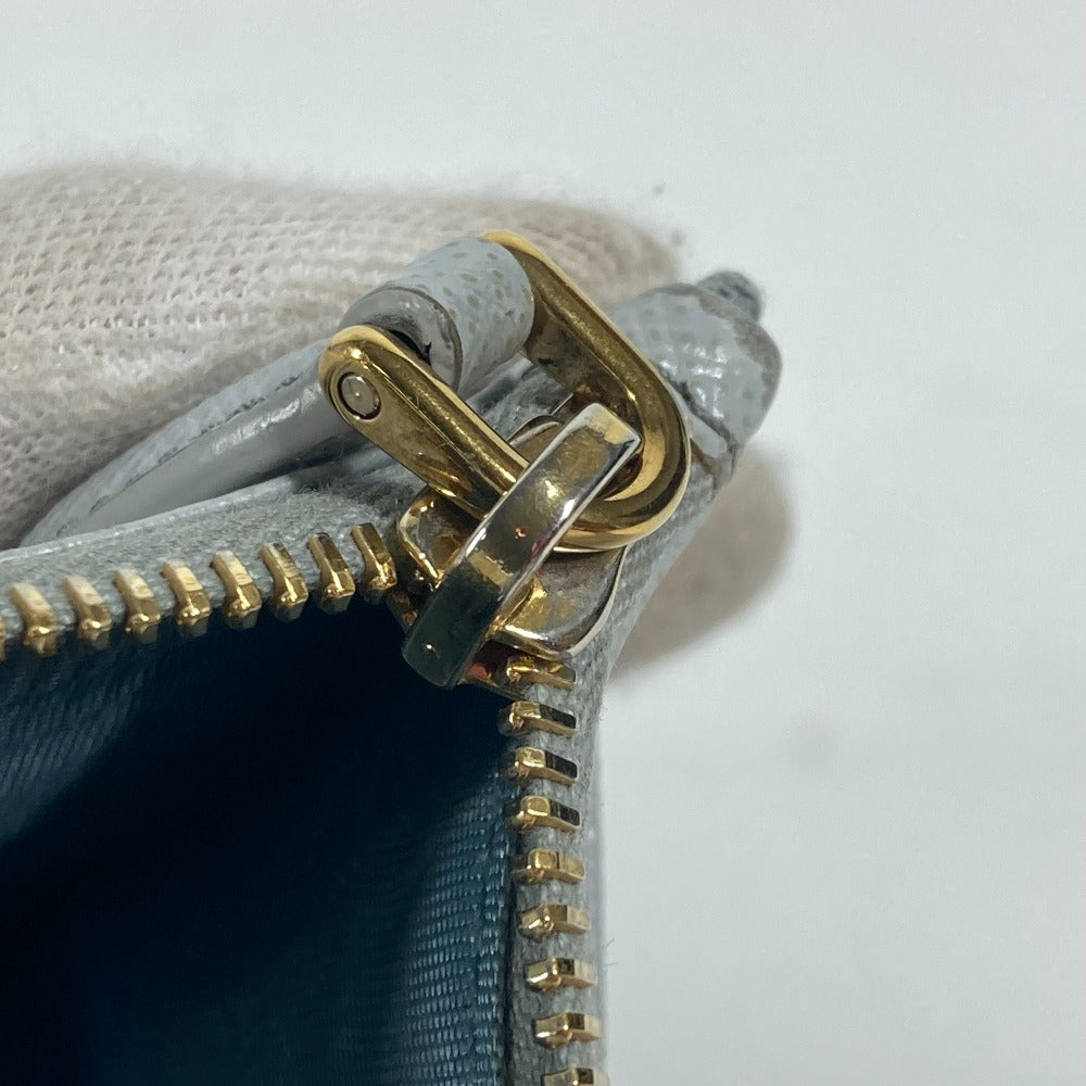 PRADA Coin case saffiano leather blue logo Women Secondhand Authentic