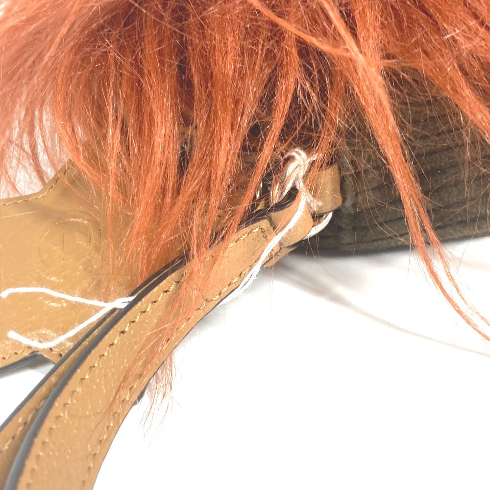 GUCCI Clutch bag 704806 Fur, Leather, Suede Brown GG Lion Lion Round Women Used Authentic
