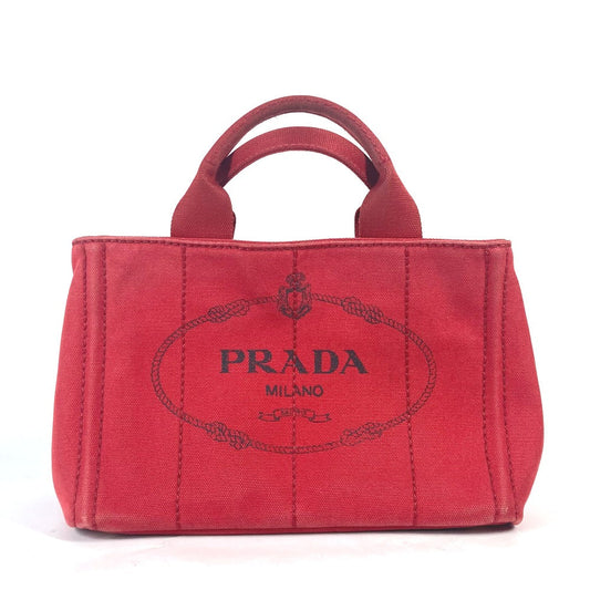 PRADA Tote Bag canvas Red With logo Canapa CANAPA MINI Women Used Authentic
