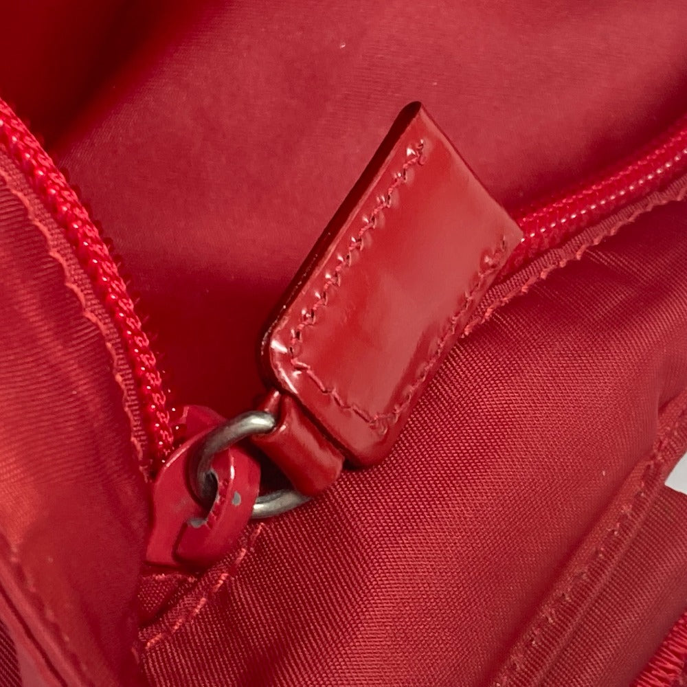 PRADA Shoulder Bag Nylon Red Pochette Triangle logo plate Women Used Authentic