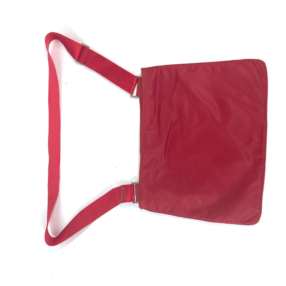 PRADA Shoulder Bag Nylon Red Pochette Triangle logo plate Women Used Authentic