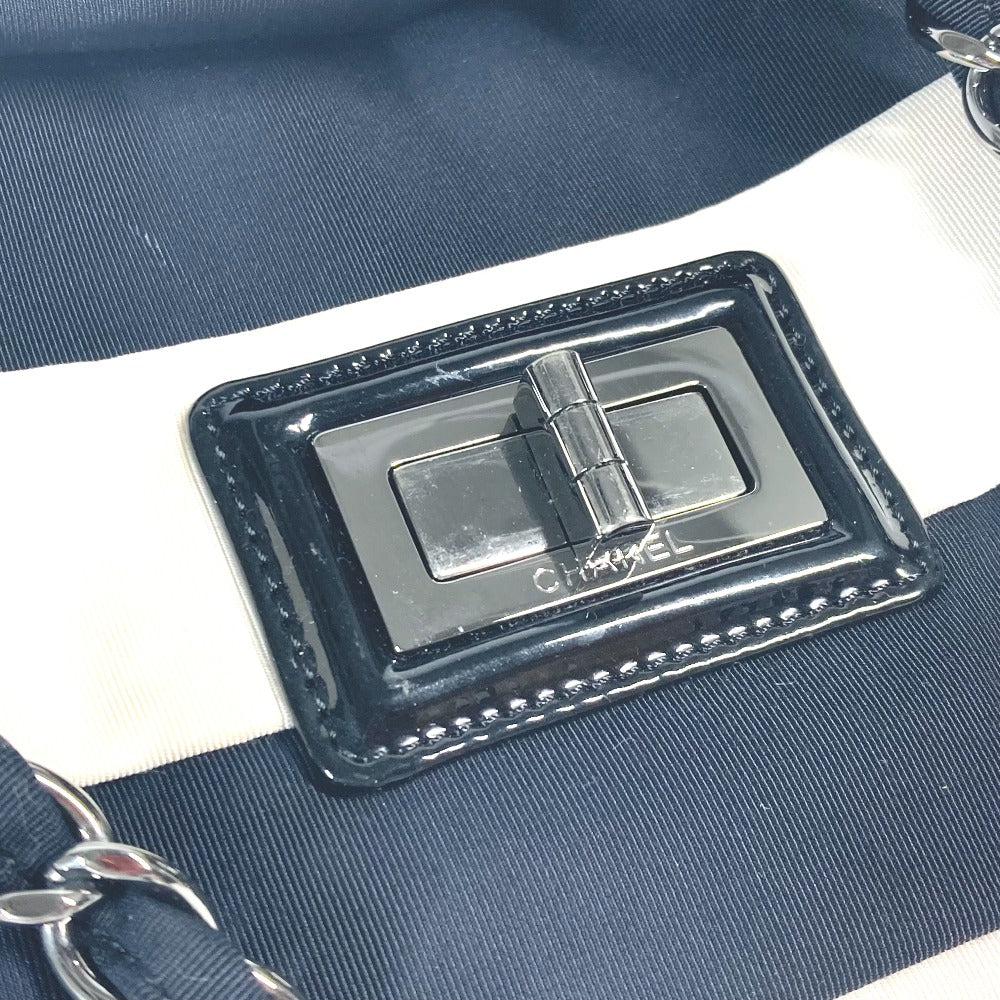 CHANEL Shoulder Bag Nylon canvas black 2.55 metal fittings border