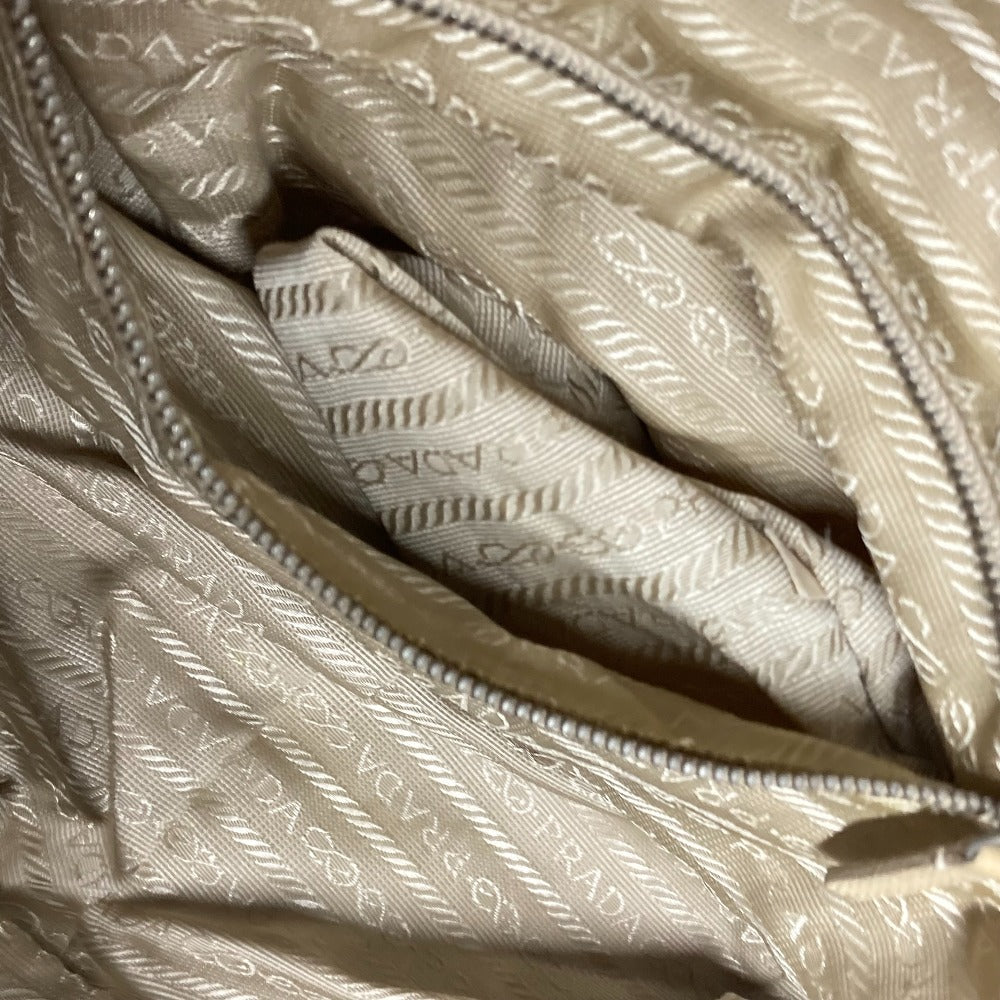 PRADA Shoulder Bag Nylon beige Triangle logo plate Women Used Authentic
