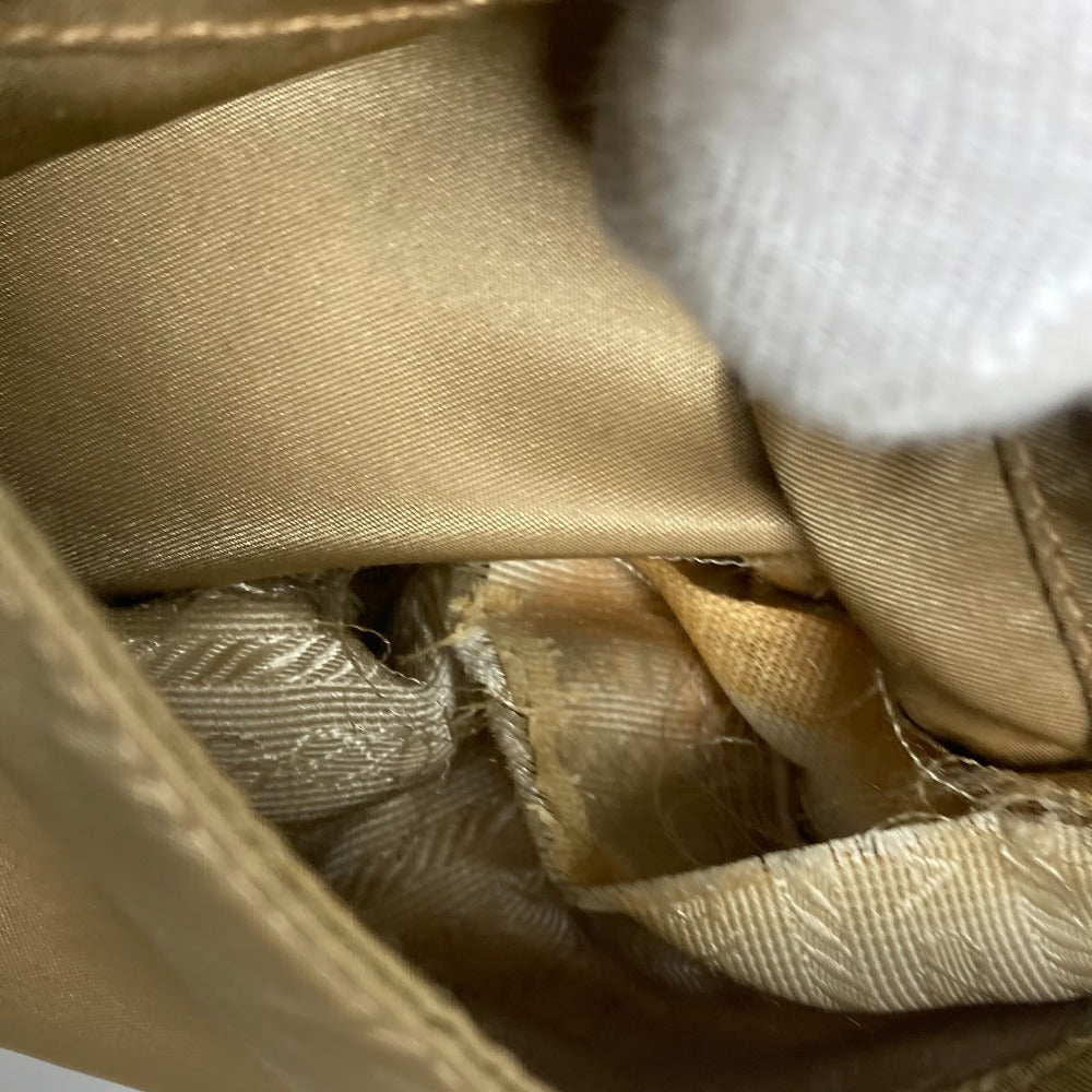 PRADA Shoulder Bag Nylon beige Triangle logo plate Women Used Authentic
