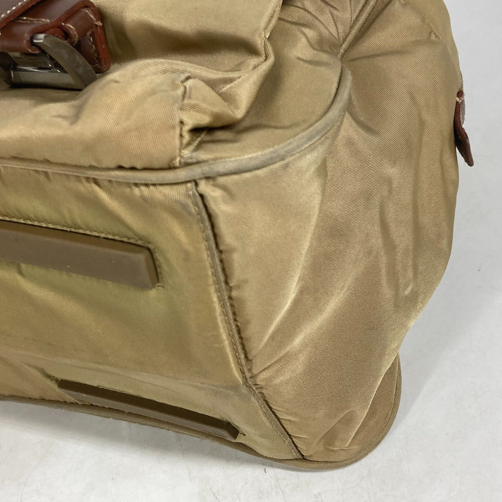 PRADA Shoulder Bag Nylon beige Triangle logo plate Women Used Authentic
