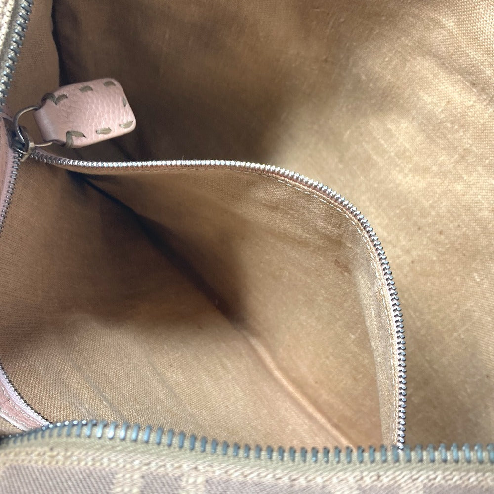 FENDI Shoulder Bag Leather / canvas Pink beige type Selleria logo Zucca Women Used Authentic
