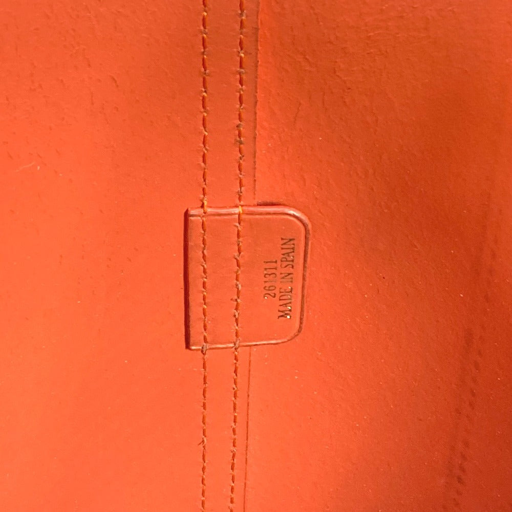 LOEWE Shoulder Bag leather Brown Anagram logo punching Women Used Authentic