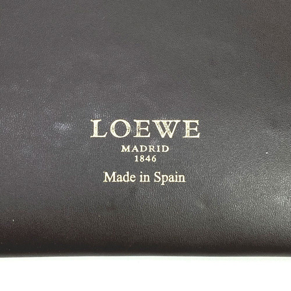 LOEWE Shoulder Bag leather Brown Anagram logo punching Women Used Authentic