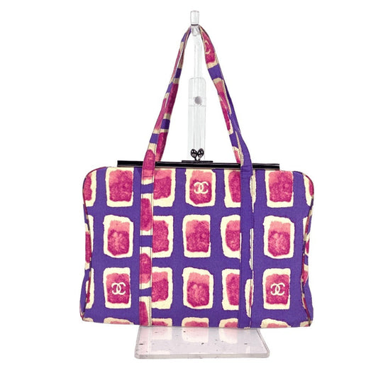 CHANEL Handbag Nylon canvas pink Gamaguchi