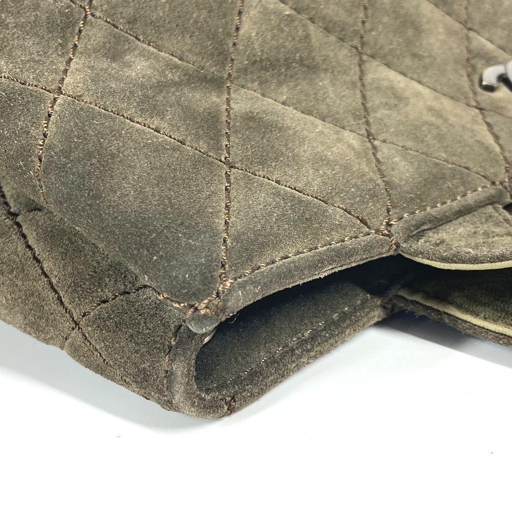 CHANEL Shoulder Bag Leather / suede green vintage CC COCO Mark Matelasse Quilting