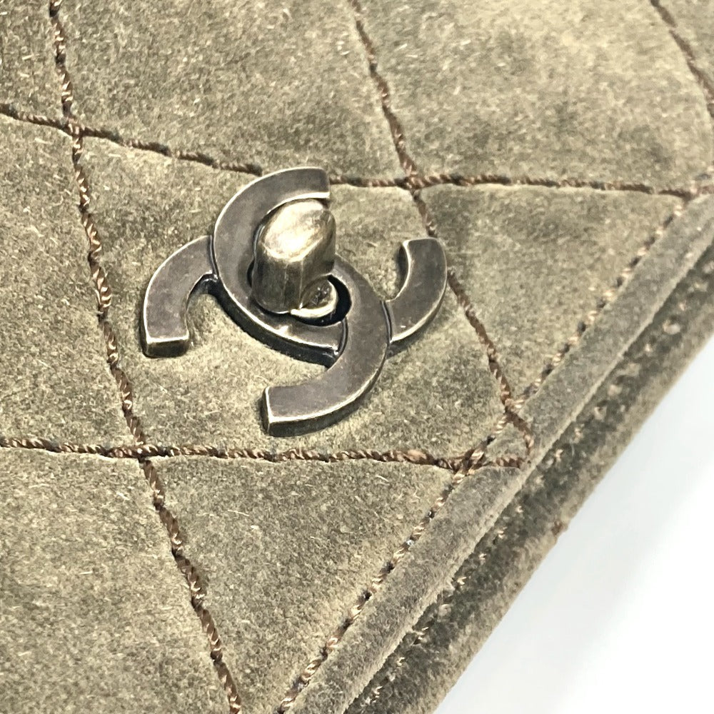CHANEL Shoulder Bag Leather / suede green vintage CC COCO Mark Matelasse Quilting