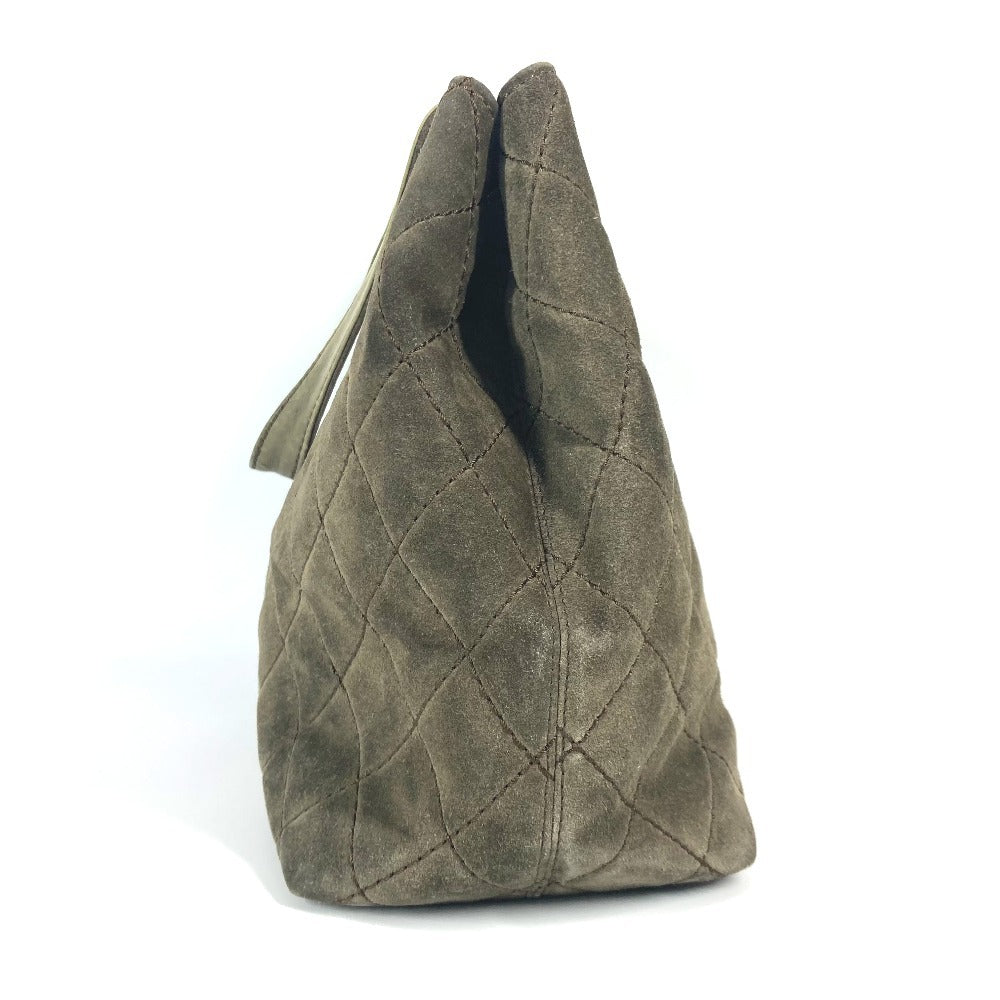 CHANEL Shoulder Bag Leather / suede green vintage CC COCO Mark Matelasse Quilting