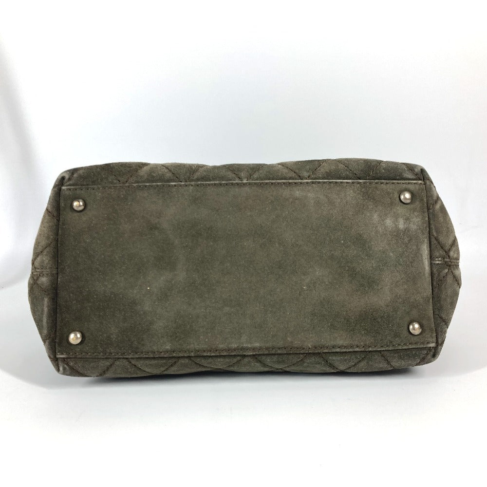 CHANEL Shoulder Bag Leather / suede green vintage CC COCO Mark Matelasse Quilting