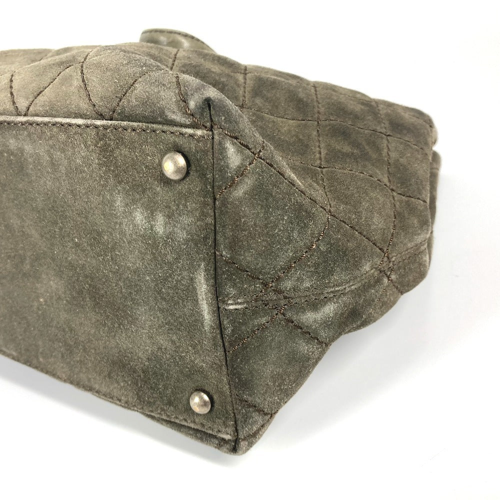 CHANEL Shoulder Bag Leather / suede green vintage CC COCO Mark Matelasse Quilting