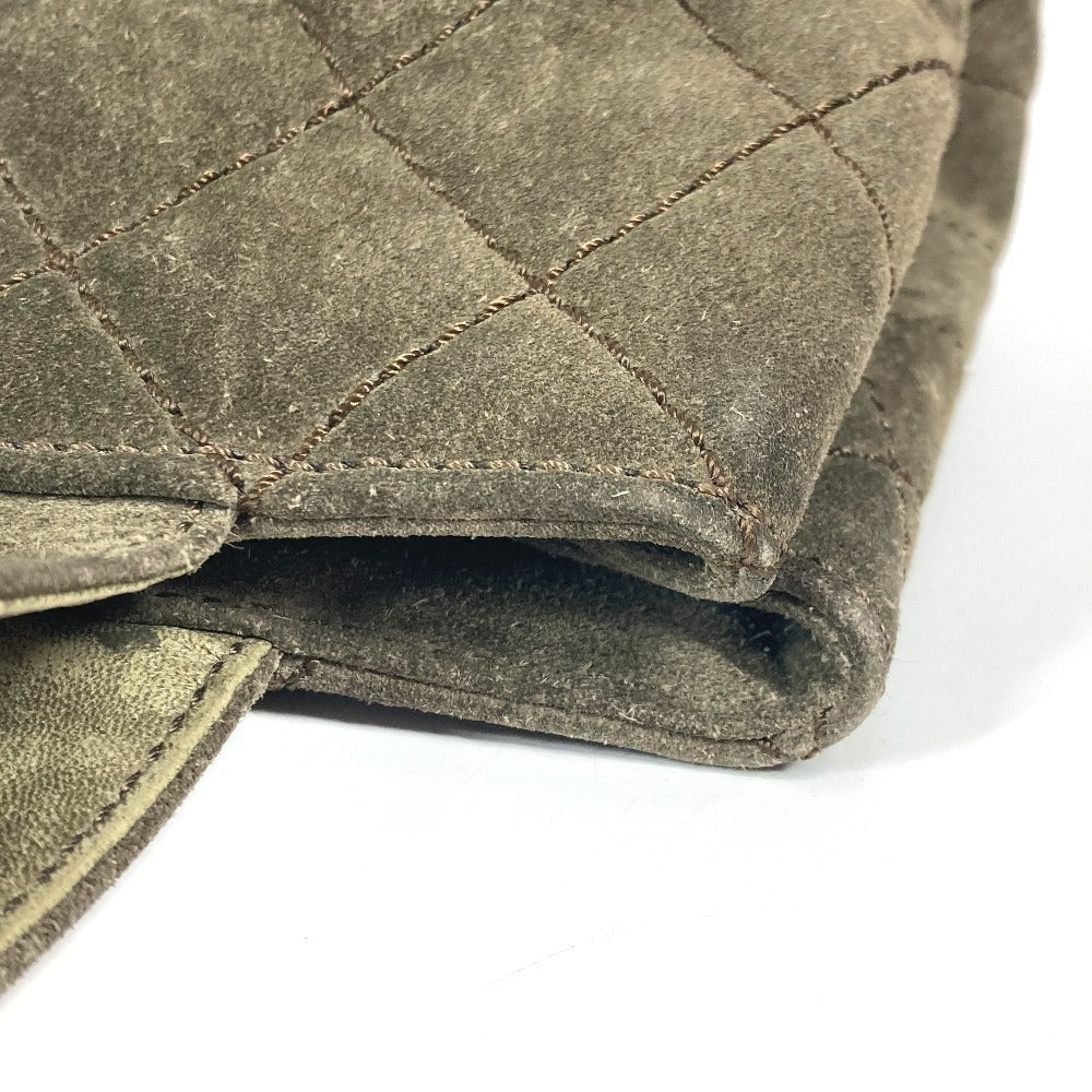 CHANEL Shoulder Bag Leather / suede green vintage CC COCO Mark Matelasse Quilting