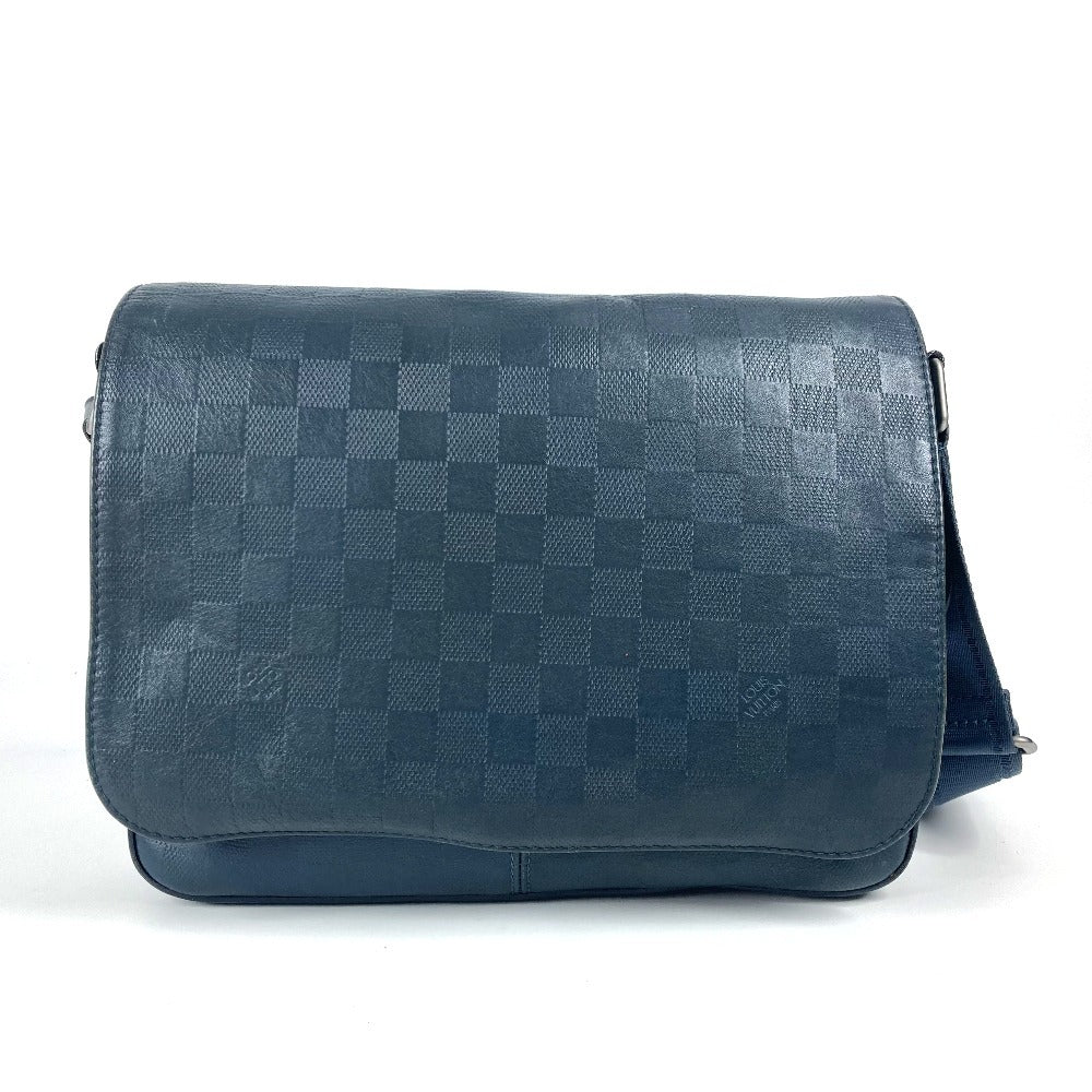 LOUIS VUITTON Shoulder Bag N41285 Damier Anfini Leather Navy Damier Anfini District PM unisex(Unisex) Used Authentic