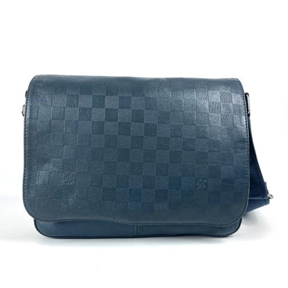 LOUIS VUITTON Shoulder Bag N41285 Damier Anfini Leather Navy Damier Anfini District PM unisex(Unisex) Used Authentic