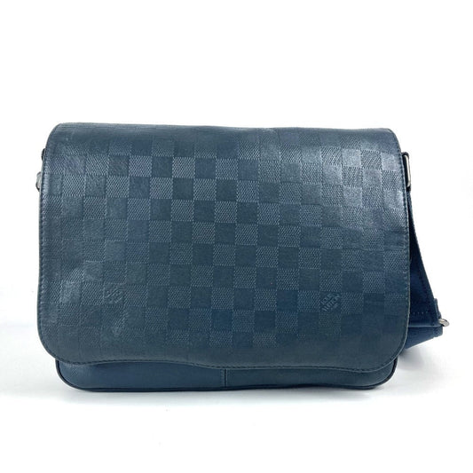 LOUIS VUITTON Shoulder Bag N41285 Damier Anfini Leather Navy Damier Anfini District PM unisex(Unisex) Used Authentic